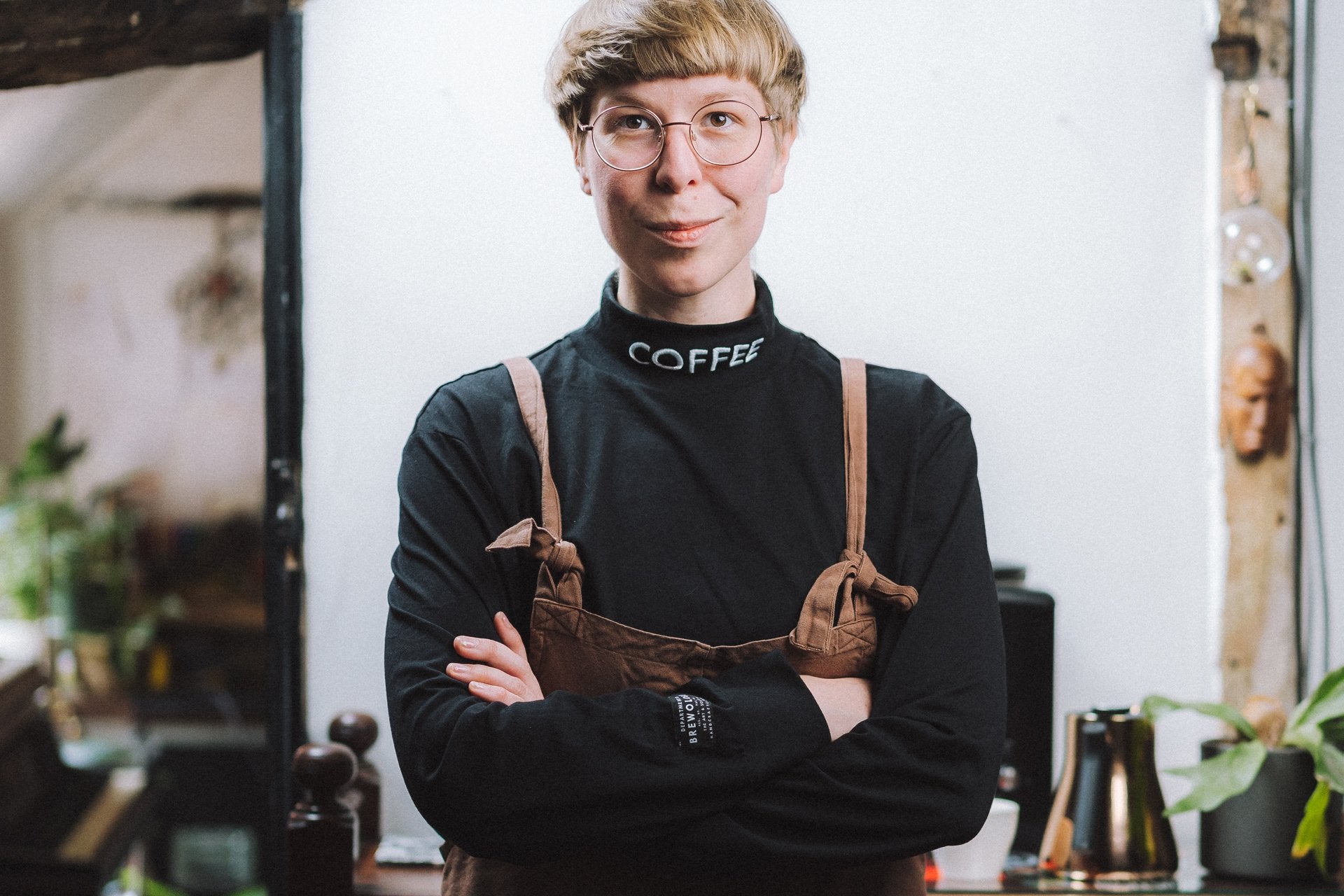 (EUROPE) - Coffee Mock Neck Long Sleeve Shirt